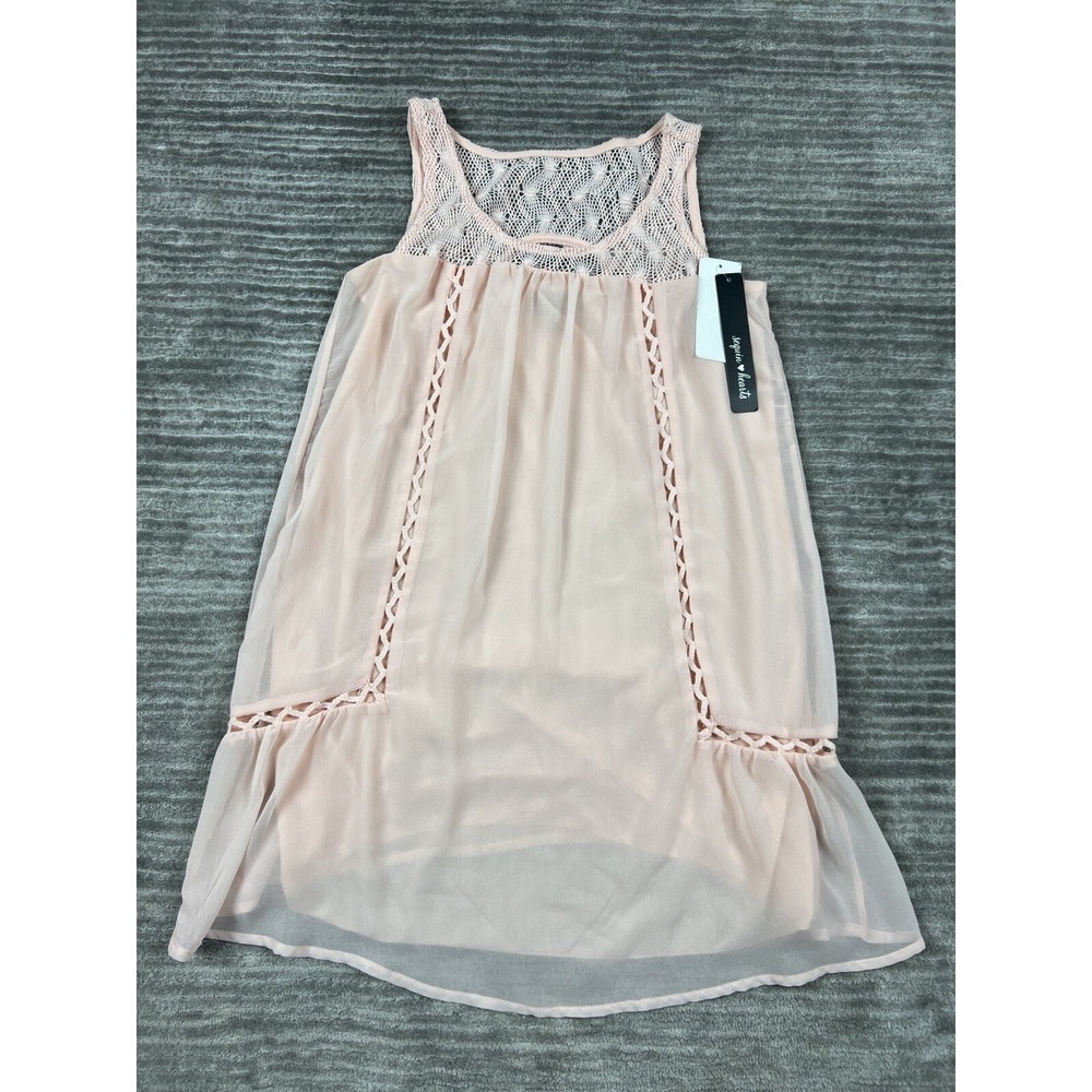 Sequin Hearts Top XS‎ Womens Pink Sleeveless Crochet Casual